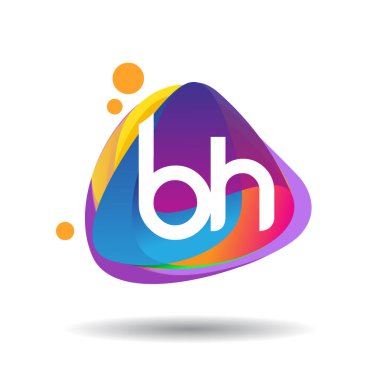 Renkli bir arka plana sahip BH harfi logosu, yaratıcı endüstri, web, iş ve şirket için harf kombinasyonu tasarımı.