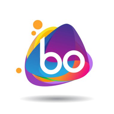 Renkli arkaplanı olan BO logosu, yaratıcı endüstri, web, iş ve şirket için harf kombinasyonu tasarımı.
