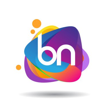 Renkli arka planlı BN logosu, yaratıcı endüstri, web, iş ve şirket için harf kombinasyonu tasarımı.
