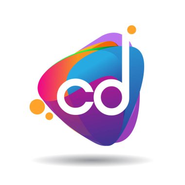 Renkli sıçrama arkaplanı olan CD logosu, yaratıcı endüstri, web, iş ve şirket için harf birleşimi logosu tasarımı.