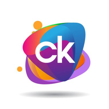 CK harfi logosu rengarenk arka plan, yaratıcı endüstri, web, iş ve şirket için harf kombinasyonu tasarımı.