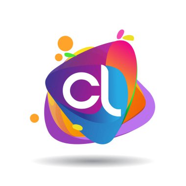 Renkli bir arka planı olan CL logosu, yaratıcı endüstri, web, iş ve şirket için harf kombinasyonu tasarımı.