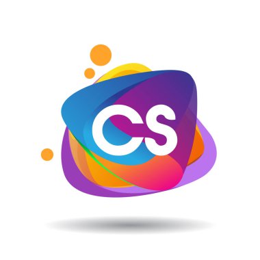 Renkli arkaplanı olan CS logosu, yaratıcı endüstri, web, iş ve şirket için harf kombinasyonu tasarımı.