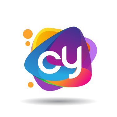 Renkli arkaplanı olan CY logosu, yaratıcı endüstri, web, iş ve şirket için harf kombinasyonu tasarımı.