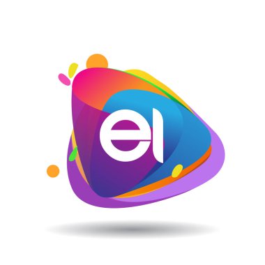 Renkli bir arka plan, yaratıcı endüstri, web, iş ve şirket için harf kombinasyonu tasarımlı El logosu.