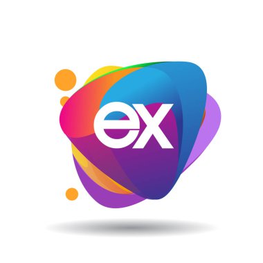 Renkli arka planlı EX logosu, yaratıcı endüstri, web, iş ve şirket için harf kombinasyonu tasarımı.