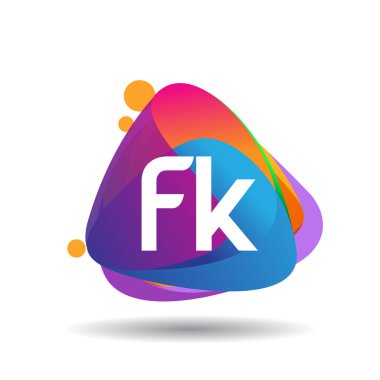 Renkli bir arka planı olan FK logosu, yaratıcı endüstri, web, iş ve şirket için harf kombinasyonu tasarımı.