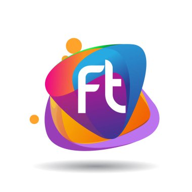 FT harfi logosu rengarenk arka plan, yaratıcı endüstri, web, iş ve şirket için harf kombinasyonu tasarımı.
