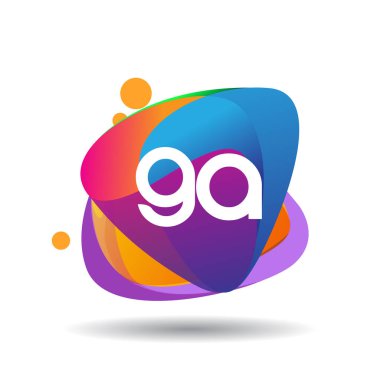 Renkli arka planlı GA logosu, yaratıcı endüstri, web, iş ve şirket için harf kombinasyonu tasarımı.