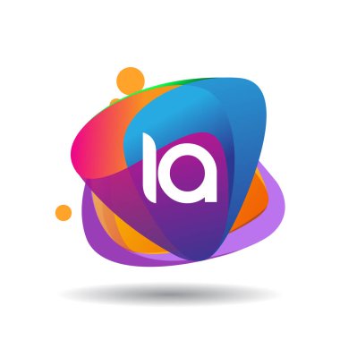 Rengarenk arka planlı IA logosu, yaratıcı endüstri, web, iş ve şirket için harf kombinasyonu tasarımı.