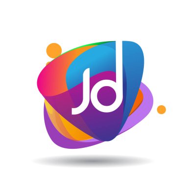 Renkli arka planlı JD logosu, yaratıcı endüstri, web, iş ve şirket için harf kombinasyonu tasarımı.
