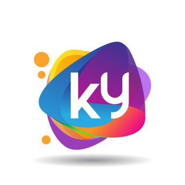 Renkli arkaplanı olan KY logosu, yaratıcı endüstri, web, iş ve şirket için harf kombinasyonu tasarımı.