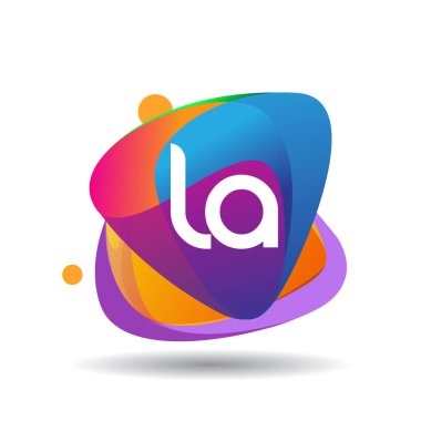 Renkli arka plan, yaratıcı endüstri, web, iş ve şirket için harf kombinasyonu tasarımlı Los Angeles logosu.