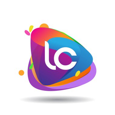 LC logosu renkli sıçrama arkaplanı, yaratıcı endüstri, web, iş ve şirket için harf kombinasyonu tasarımı.