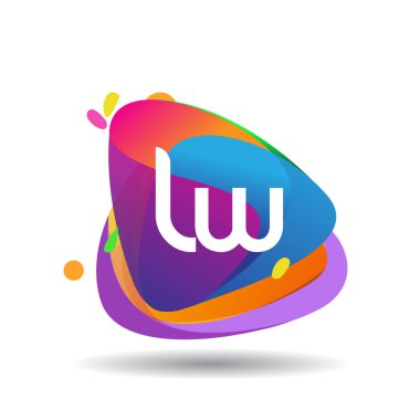 LW harfi logosu rengarenk arka plan, yaratıcı endüstri, web, iş ve şirket için harf kombinasyonu tasarımı.