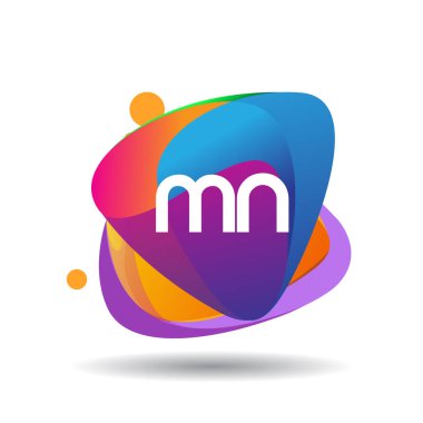 Renkli arka planlı MN logosu, yaratıcı endüstri, web, iş ve şirket için harf birleşimi logosu tasarımı.