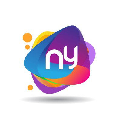 Renkli bir arka planı olan NY harfi logosu, yaratıcı endüstri, web, iş ve şirket için harf kombinasyonu tasarımı.