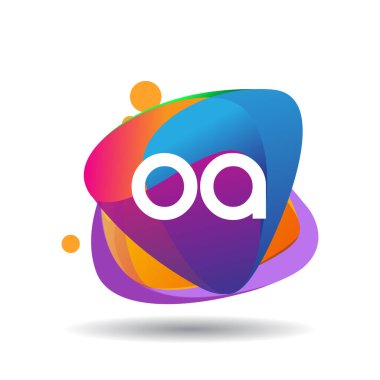 Renkli arka planlı OA logosu, yaratıcı endüstri, web, iş ve şirket için harf kombinasyonu tasarımı.