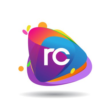 Renkli bir arka planı olan harf RC logosu, yaratıcı endüstri, web, iş ve şirket için harf kombinasyonu tasarımı.