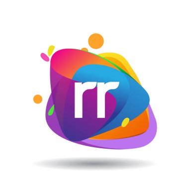 RR harfi logosu rengarenk arka plan, yaratıcı endüstri, web, iş ve şirket için harf kombinasyonu tasarımı.