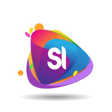 SI harfi logosu rengarenk arka planda, harf kombinasyonu tasarımında yaratıcı endüstri, web, iş ve şirket için.