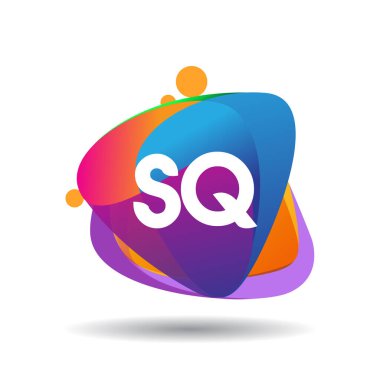Renkli arkaplanı olan harf SQ logosu, yaratıcı endüstri, web, iş ve şirket için harf kombinasyonu tasarımı.