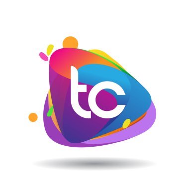 Renkli arka planlı TC logosu, yaratıcı endüstri, web, iş ve şirket için harf kombinasyonu tasarımı.