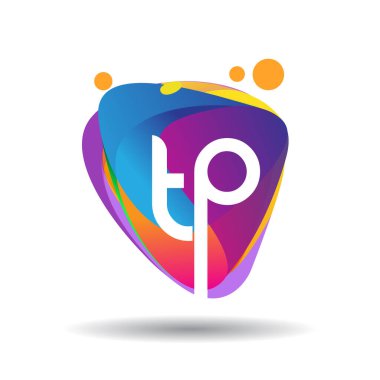 Renkli arka planlı TP logosu, yaratıcı endüstri, web, iş ve şirket için harf kombinasyonu tasarımı.