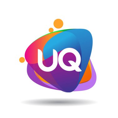Renkli arkaplanlı UQ logosu, yaratıcı endüstri, web, iş ve şirket için harf kombinasyonu tasarımı.