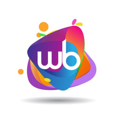 Renkli arka planlı WB logosu, yaratıcı endüstri, web, iş ve şirket için harf kombinasyonu tasarımı.