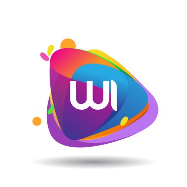 WI harfi logosu rengarenk arka planda, harf kombinasyonu tasarımında yaratıcı endüstri, web, iş ve şirket için.