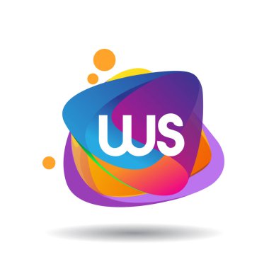 Renkli arka planlı WS logosu, yaratıcı endüstri, web, iş ve şirket için harf kombinasyonu tasarımı.
