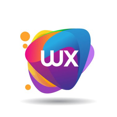 Renkli arka planlı WX logosu, yaratıcı endüstri, web, iş ve şirket için harf kombinasyonu tasarımı.