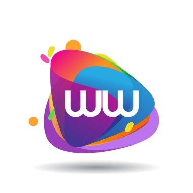 WW harfi logosu rengarenk arka planda, harf kombinasyonu tasarımında yaratıcı endüstri, web, iş ve şirket için.