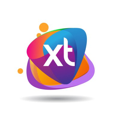 Renkli arka planlı XT logosu, yaratıcı endüstri, web, iş ve şirket için harf kombinasyonu tasarımı.