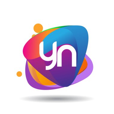 Renkli arka planlı YN logosu, yaratıcı endüstri, web, iş ve şirket için harf kombinasyonu tasarımı.