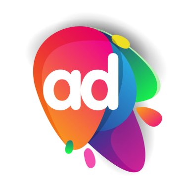 Renkli arkaplanı olan AD harfi logosu, yaratıcı endüstri, web, iş ve şirket için harf kombinasyonu tasarımı.