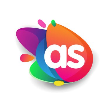 Renkli arka planı olan AS harfi logosu, yaratıcı endüstri, web, iş ve şirket için harf kombinasyonu tasarımı.