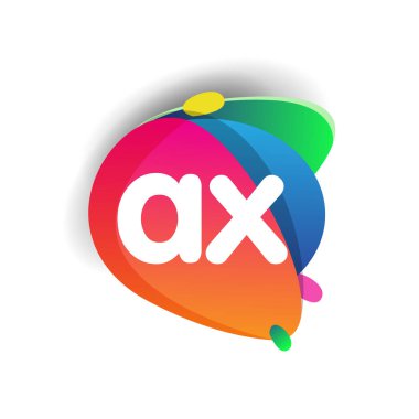 Renkli arka planı olan AX logosu, yaratıcı endüstri, web, iş ve şirket için harf kombinasyonu tasarımı.