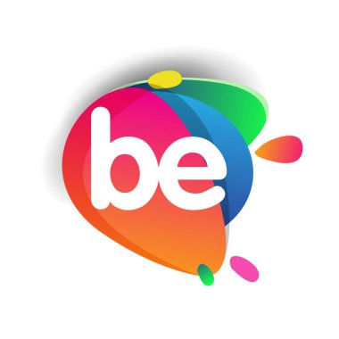 Renkli arka planlı BE logosu, yaratıcı endüstri, web, iş ve şirket için harf kombinasyonlu logo tasarımı.