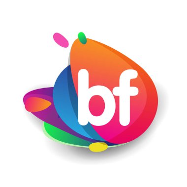 Renkli arka planlı BF logosu, yaratıcı endüstri, web, iş ve şirket için harf kombinasyonu tasarımı.