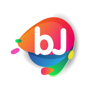 Renkli arkaplanı olan BJ logosu, yaratıcı endüstri, web, iş ve şirket için harf kombinasyonu tasarımı.