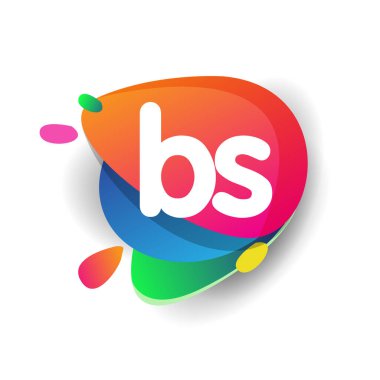 Renkli arka planlı BS logosu, yaratıcı endüstri, web, iş ve şirket için harf kombinasyonlu logo tasarımı.