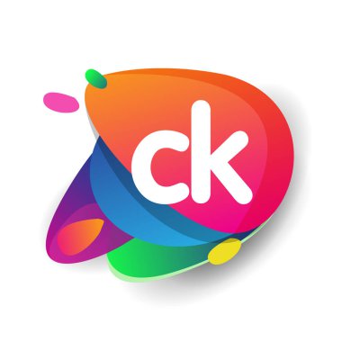 CK harfi logosu rengarenk arka plan, yaratıcı endüstri, web, iş ve şirket için harf kombinasyonu tasarımı.