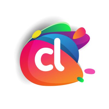 Renkli bir arka planı olan CL logosu, yaratıcı endüstri, web, iş ve şirket için harf kombinasyonu tasarımı.
