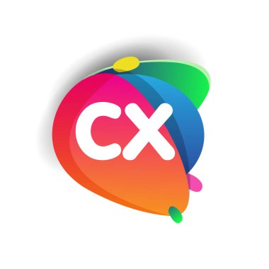 Renkli arkaplanı olan CX logosu, yaratıcı endüstri, web, iş ve şirket için harf kombinasyonu tasarımı.