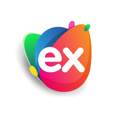 Renkli arka planlı EX logosu, yaratıcı endüstri, web, iş ve şirket için harf kombinasyonu tasarımı.