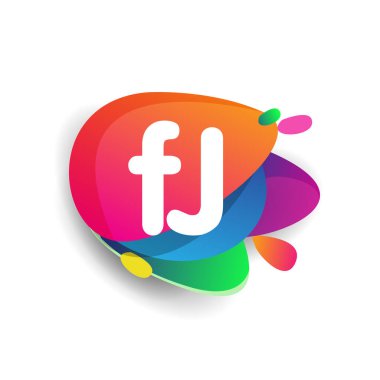 FJ harfi logosu rengarenk arka plan, yaratıcı endüstri, web, iş ve şirket için harf kombinasyonu tasarımı.