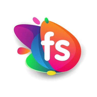 Renkli arkaplanı olan FS logosu, yaratıcı endüstri, web, iş ve şirket için harf kombinasyonu tasarımı.