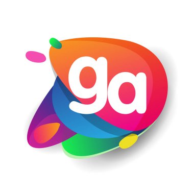 Renkli arka planlı GA logosu, yaratıcı endüstri, web, iş ve şirket için harf kombinasyonu tasarımı.